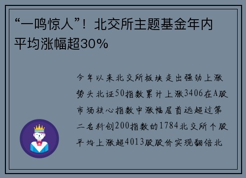 “一鸣惊人”!北交所主题基金年内平均涨幅超30%