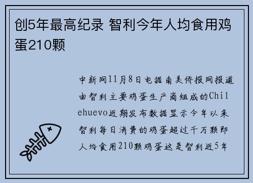 创5年最高纪录 智利今年人均食用鸡蛋210颗